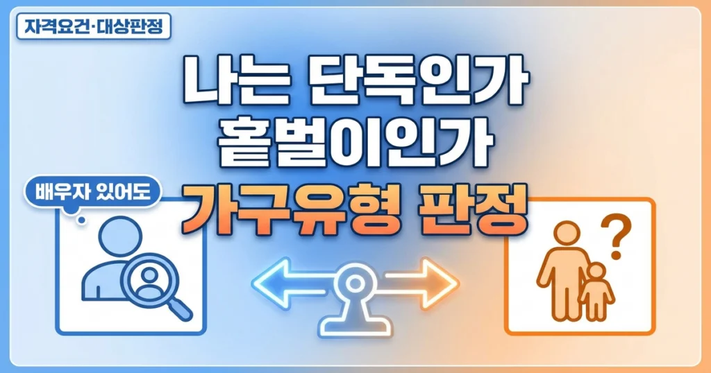 근로·자녀장려금, 나는 ‘단독’인가 ‘홑벌이’인가? 가구 유형 판정 기준