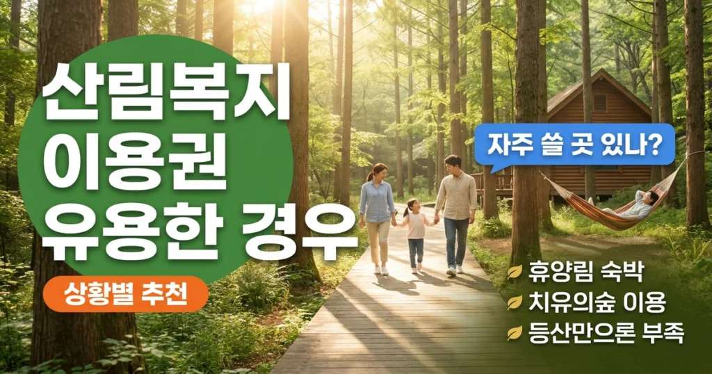 산림복지이용권이 유용한 경우: 자연휴양림·치유의숲 이용 계획별 적합도