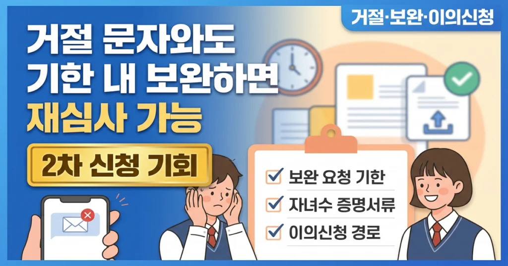 다자녀 국가장학금 거절·보완 요청 대응법: 흔한 거절 사유와 재신청 절차